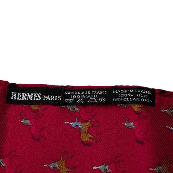 HERMES Red Silk Scarf - Picture 4 of 5